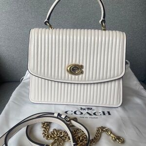 BRAND NEW COACH PARKER WHITE QUILTED TOP HANDLE BAG